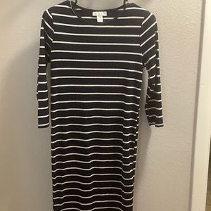 Motherhood maternity navy/white striped dress